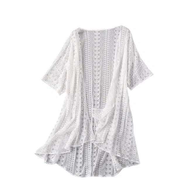 北极绒 中长款蕾丝开衫外套 披肩 女款