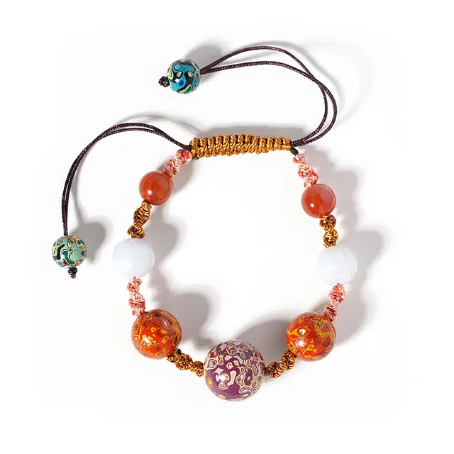 玉临门 国潮经典复古 美学设计手工编织珠串手饰 木作 手串 男女同款情侣款 大漆