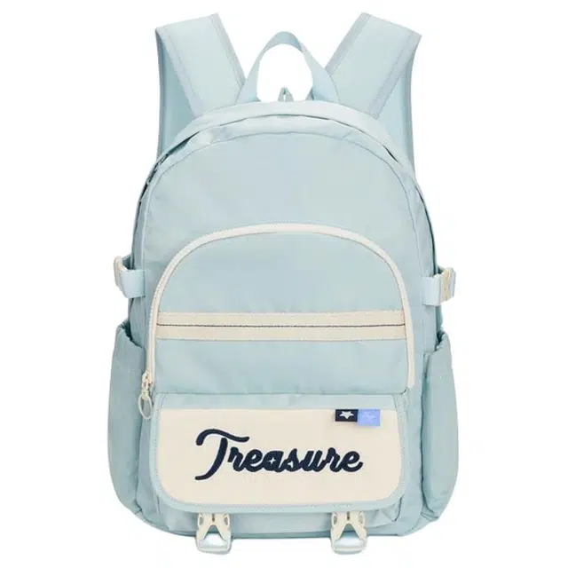 特步 简约百搭拉链开合 织物 双肩包 男女同款情侣款 浅兰色