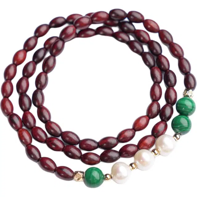 仙源 米珠 多圈新中式复古小众念珠米珠 平安福 檀木 木作手串 女款 紫檀