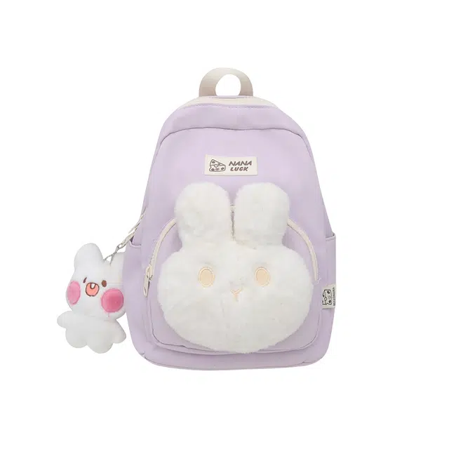 爱尔绅特 可爱兔子玩偶小书包女童外出春游 尼龙 双肩包 常规 女款 紫色/绿色/粉色/桔红色/黑色