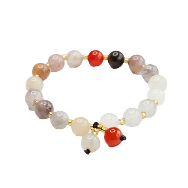 周百福 烟紫满天星流苏 新中式国风民族风轻奢简约小众古风温柔转运 金丝玉 玉石手串 男女同款情侣款