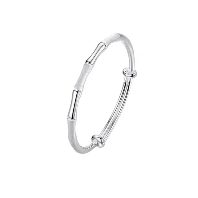 银千惠 竹节系列 节节高升竹节 小众设计高级感冷淡风简约镯子开口可推拉调节手饰品 手镯 女款 礼物