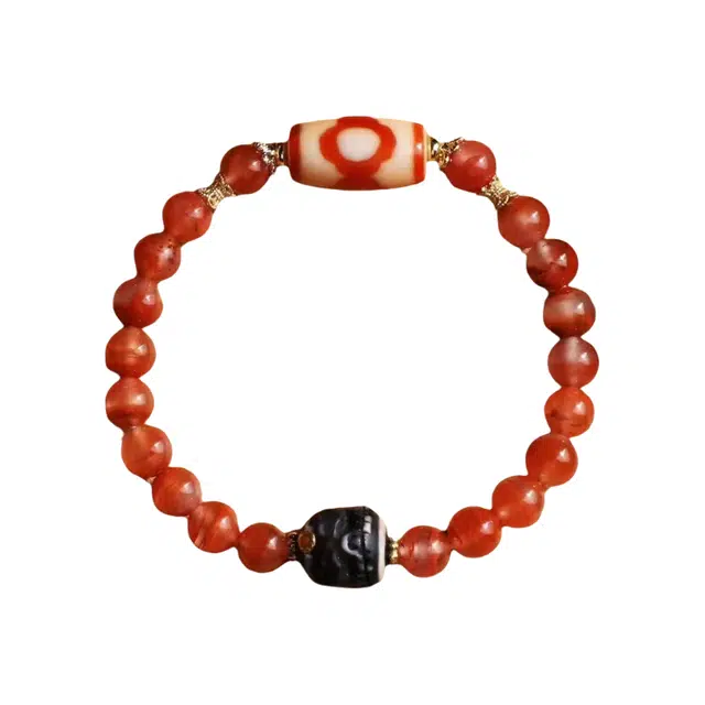 玉临门 新中式民族风转运红肉天珠手饰 玛瑙 手串 男女同款情侣款 送 男 女朋友 七 夕礼 物 礼盒包装