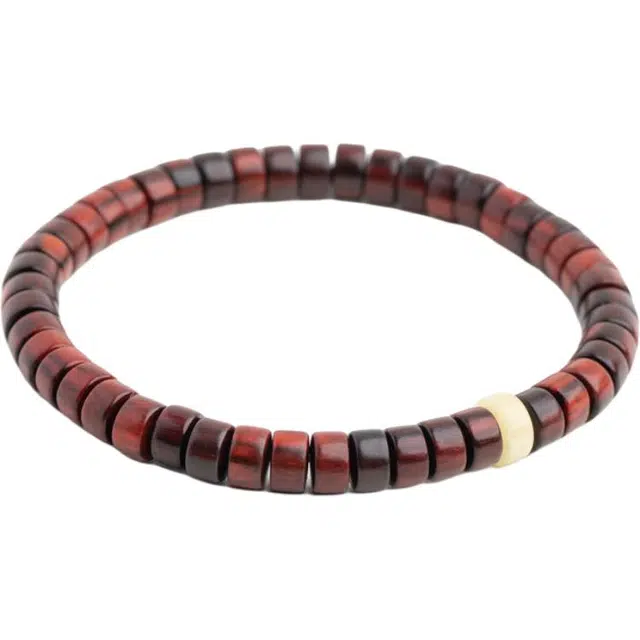 仙源 药片珠 新中式文玩盘玩 平安福 蜜蜡 木作手串 男女同款情侣款 紫檀