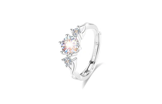 牧言 冷淡风气质简约小众设计高级感 光面立体镂空交织闪耀六爪可调节指环 合金 爱无止境戒指 女款