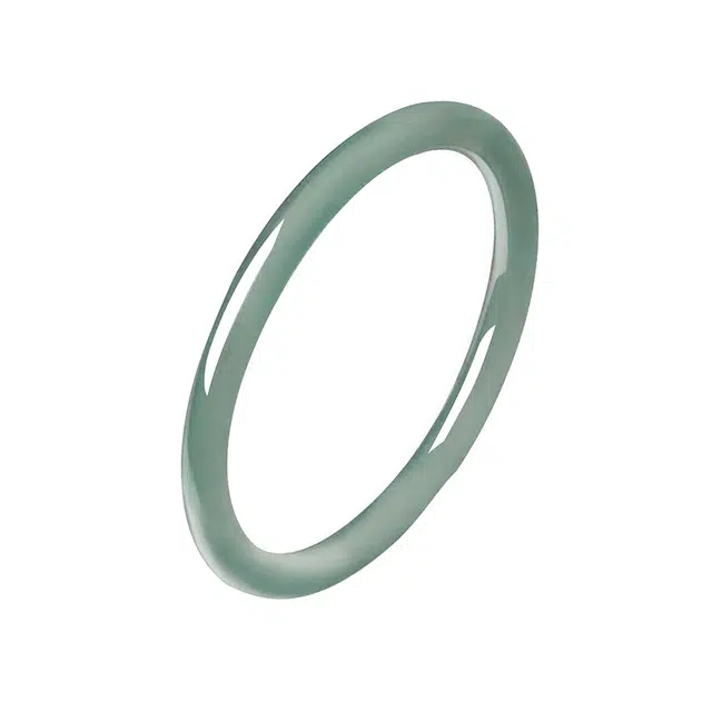 周百福 新中式库里蓝白月光玉镯 新中式国潮古风清冷感古典轻奢气质旗袍素圈汉服旗袍 玉髓 玉石手镯 女款