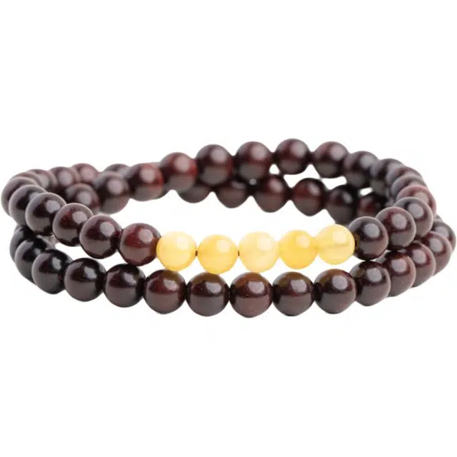 仙源 转运 双圈招财新中式国风文玩圆珠盘玩 平安福 紫檀 木作手串 男女同款情侣款 紫檀