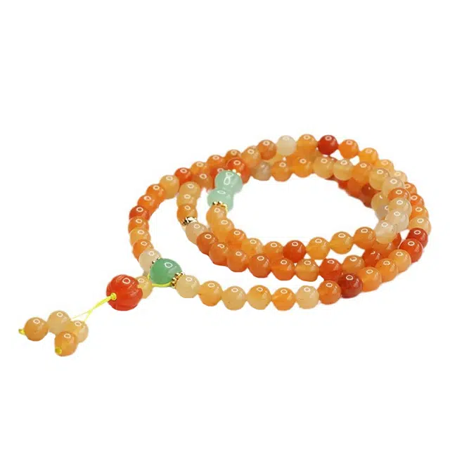 周百福 多彩路路通流苏 国潮转运新中式叠戴文玩手把件复古素雅盘串 金丝玉 玉石手串 男女同款情侣款