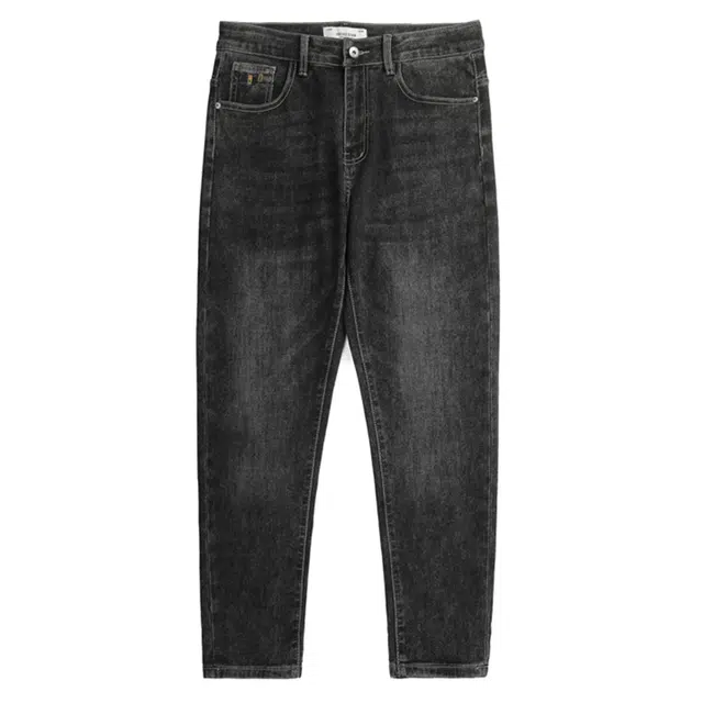 雅鹿 美式百搭复古水洗直筒潮牌牛仔裤 男款 深灰