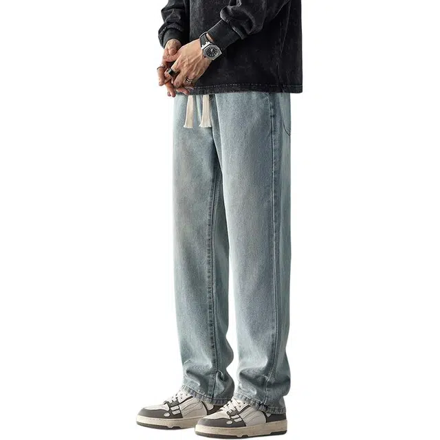 雅鹿 宽松舒适直筒宽松百搭牛仔裤 男款