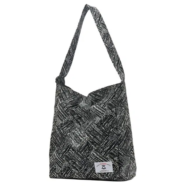 古袋人 便携原创设计大容量通勤百搭休闲 单肩包 女款 棉质 黑色