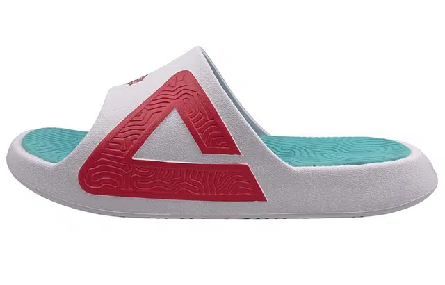 【定制球鞋】  匹克 态极 凉拖 富贵 石榴花 插画 涂鸦 春天 春游 清新一字拖鞋 男款 玫红色