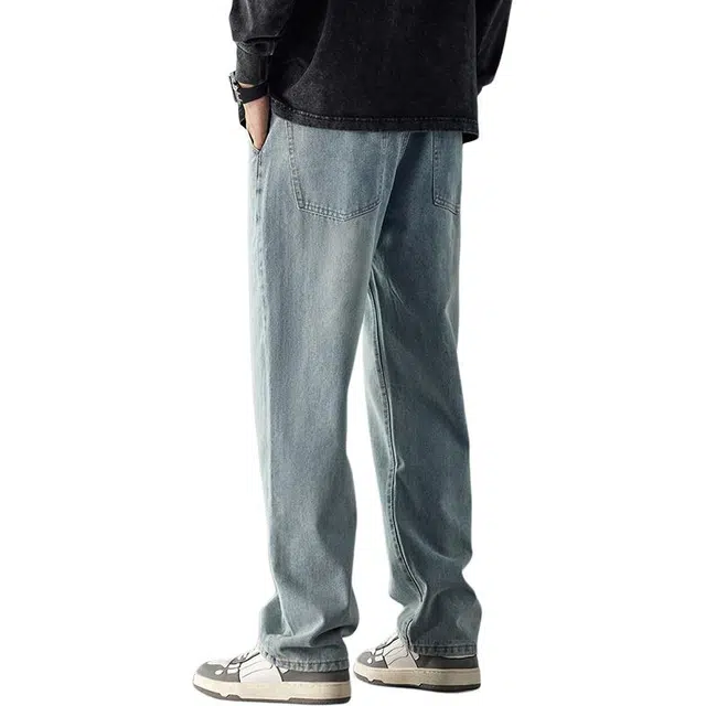雅鹿 宽松舒适直筒宽松百搭牛仔裤 男款