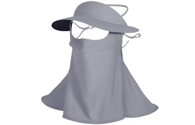 优幽兰 大帽檐遮阳户外出游全脸防紫外线透气脸基尼帽子一体护颈口罩骑行开车 聚酯纤维 防晒面罩 女款