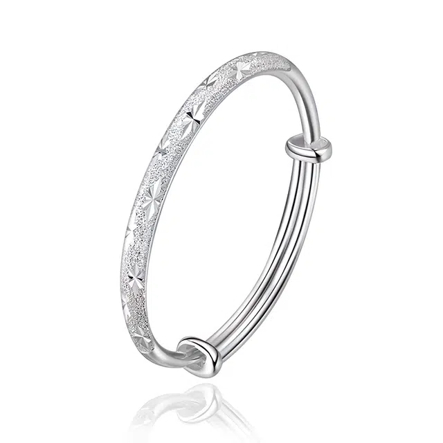 谧月珠宝 大气显年轻小众设计莫比乌斯环系列开口可调节轻奢素圈设计新中式国潮风满天星系列繁花似锦 合金 手镯 女款