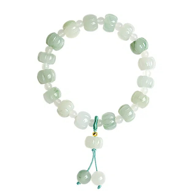 印象眸 转运  新中式古风简约经典设计感纳福念珠手持 天山翠 玉石手串 女款