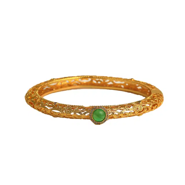 匠锁心玉 国潮古风 新中式 轻奢小众 高级感设计 玉髓  玉石手镯 女款 玉髓