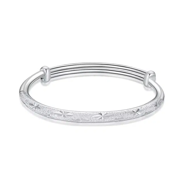 谧月珠宝 大气显年轻小众设计莫比乌斯环系列开口可调节轻奢素圈设计新中式国潮风满天星系列繁花似锦 合金 手镯 女款