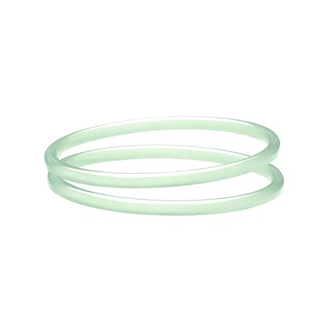 周百福 烟雨朦胧叮当镯 国潮新中式古风轻奢小众设计感一步一响气质旗袍汉服素圈细圆条素圈镯子一对叠戴 玉髓 玉石手镯 女款