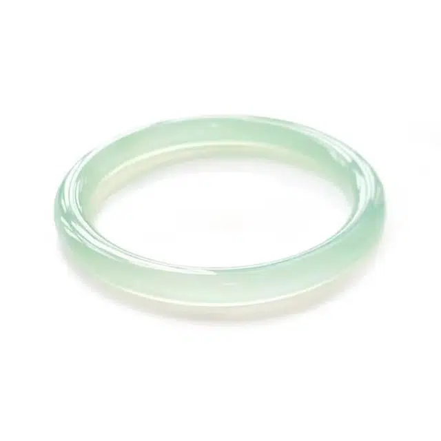 庆怡 冰透温润浅绿色薄荷曼波 新中式国风复古少女美人素圈青风手饰 玉髓 手镯 男女同款情侣款