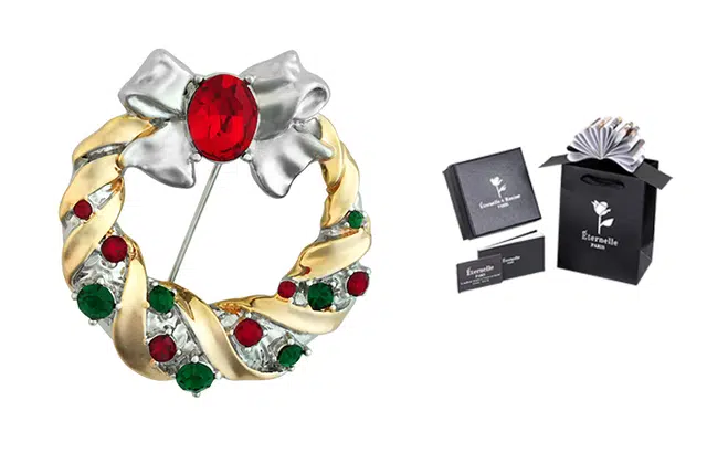 法国永恒礼想圣诞花环胸针高档小众设计感胸花