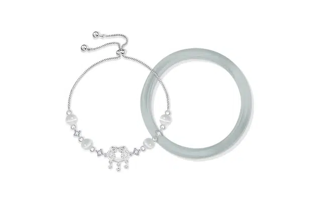 尚银福 平安长命锁 新中式复古古风旗袍汉服国潮精致轻奢高级感 玻璃 手镯 女款