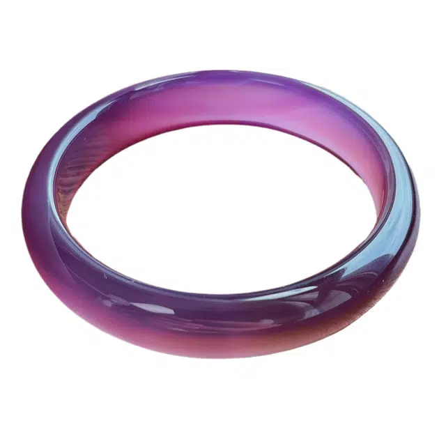 舒杰 高冰透玻璃种烟紫色玉髓手镯 玉髓 高冰透 女款