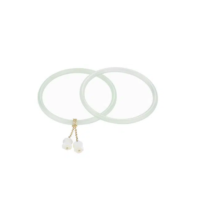 匠锁心玉 一汪清泉叮当镯一步一响 新中式 国潮古风 水润冰透 清冷感 玉髓 手镯 女款