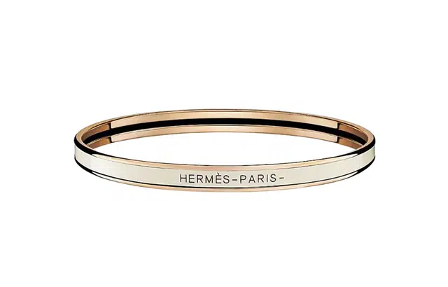 Hermes Enamel Letter Bracelet Rose Gold Cream