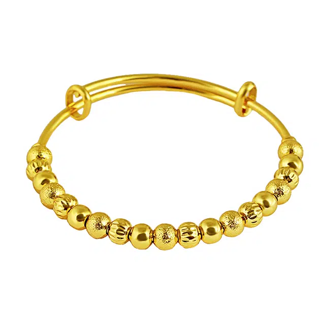 华髻 中国风传承转运珠 串珠小方块碎金子推拉 时尚温柔小众百搭开口可调节手饰 金色高级感配饰 合金 手镯 女款