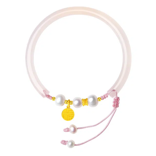 周百福 福运常在新中式国潮古风白月光轻奢高级感转运清冷感玉镯小众设计汉服 玉髓 手镯 男女同款情侣款