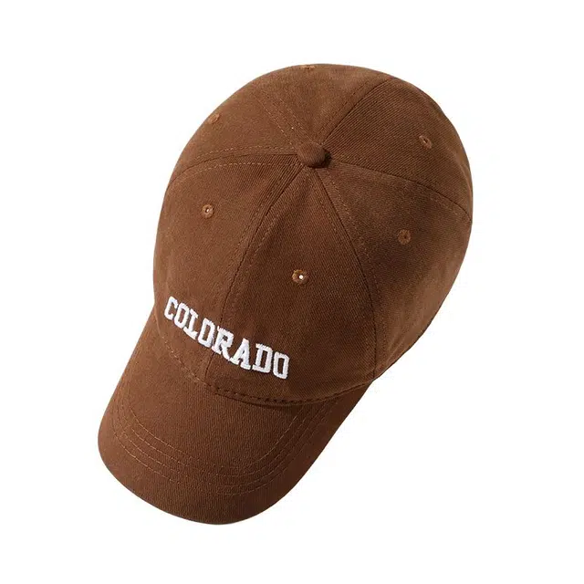 俞兆林 咖啡色美式刺绣字母复古硬顶宽帽檐深顶显脸小遮脸 轻薄款 鸭舌帽 男女同款情侣款