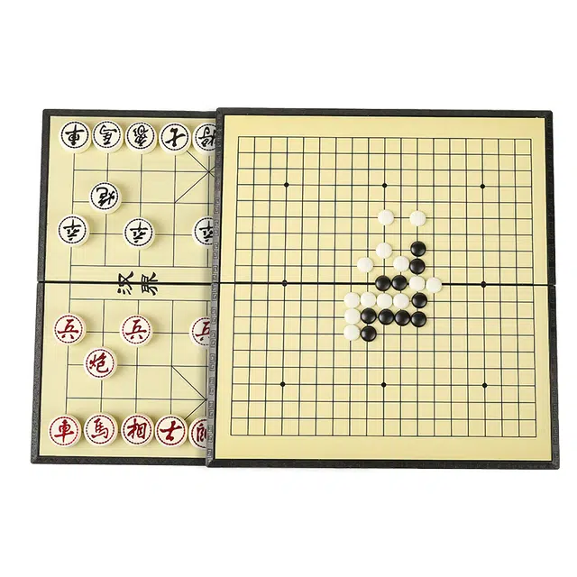 妙记 围棋中国象棋五子棋三合一大号磁石折叠棋盘套装 桌游