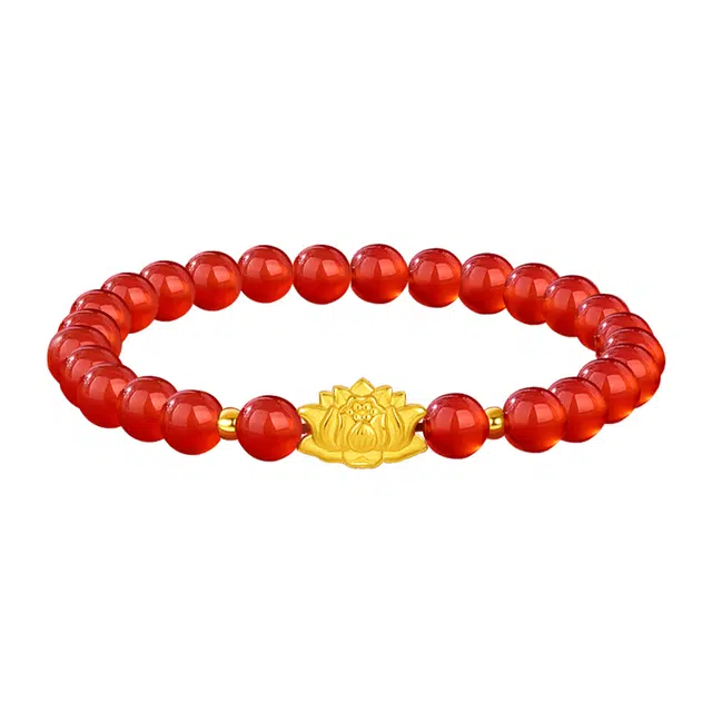醉倾城 好运莲莲 莲花转运金珠 国风新中式精致显白小众设计 轻奢高级感 玛瑙 玉石手串 女款