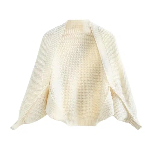 北极绒 针织镂空外搭春秋季 时尚宽松装饰长袖蝙蝠袖 披肩 女款