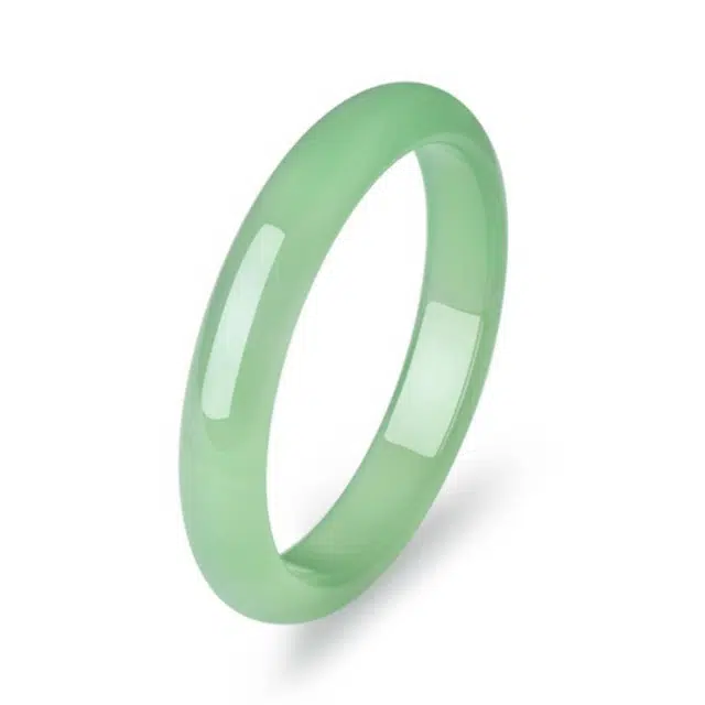 幸囍礼 新中式油青薄荷曼波清冷感镯子 国风简约素圈汉服 小清新森系果绿素镯 玉髓 手镯 女款