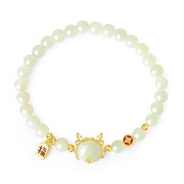 阡陌 小福龙 新中式国风国潮 龙年本命年福牌转运珠 轻奢精致简约时尚小众高级设计感 约会 玉髓 手串 女款