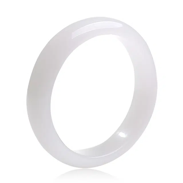 印象眸 白月光平安镯 新中式古风国潮精致轻奢优雅素净素圈白透 金丝玉 玉石手镯 女款 礼品 礼盒包装