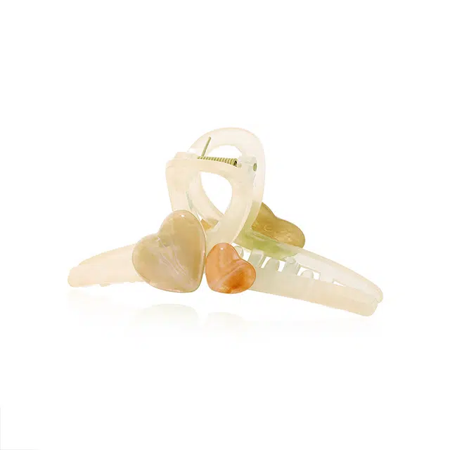 如花梦 亚克力果冻色 爱心拼色抓夹 气质大号发量多鲨鱼夹 发夹 女款