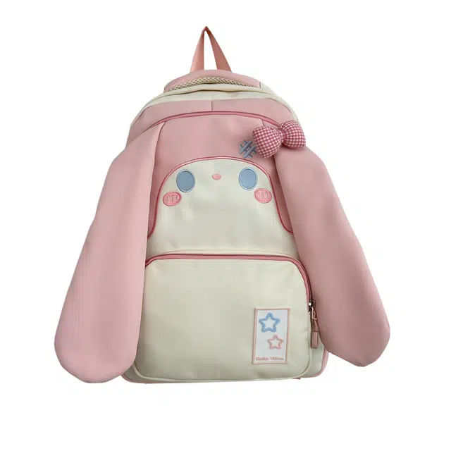 笛贝嘉 韩系可爱萌兔大耳朵高颜值休闲简约时尚百搭 尼龙 双肩包 大号 女款 粉色/蓝色/黑色/紫色/黄色/绿色