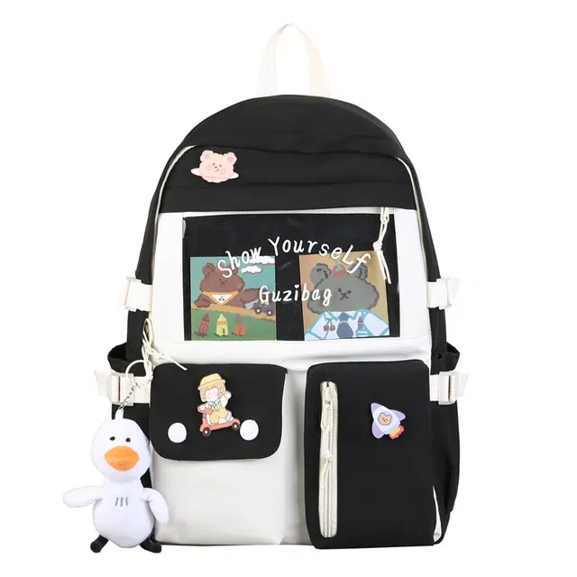 尊梵 日常通勤包 小清新拉链开合 尼龙布 双肩包 女款 黑色/粉色/绿色/蓝色