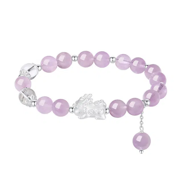 周百福 貔貅宝宝转运珠 甜美可爱气质轻奢小众高级感紫气东来诸事顺利吞金兽串珠 水晶 玉石手串 女款