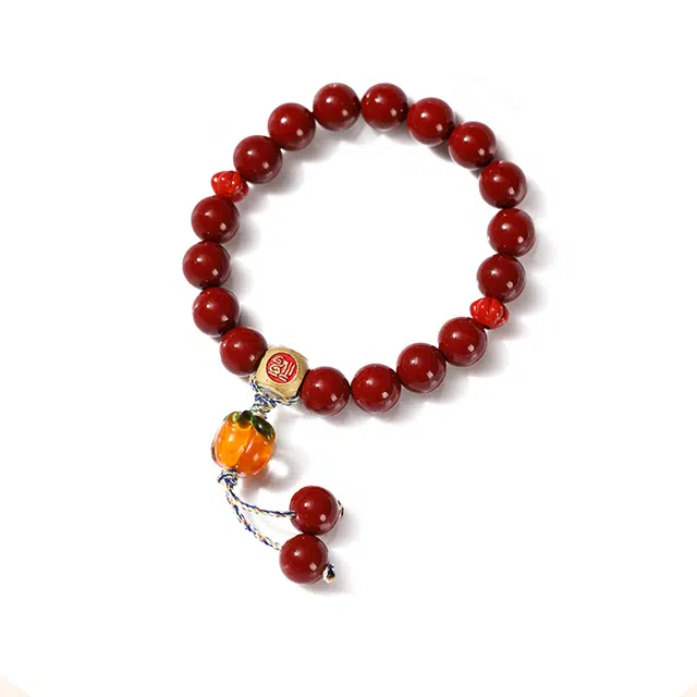 九隆古 鸿运当头 柿柿如意 气质本命年小众福运单圈链 朱砂 手串 男女同款情侣款