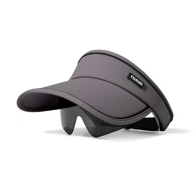 浪莎 可收缩墨镜一体空顶防晒帽遮阳防紫外线太阳帽户外骑电动车吹不翻棒球帽 轻薄款 鸭舌帽 男女同款情侣款