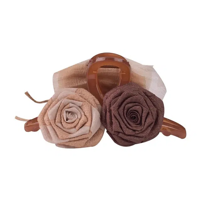 妖娆猫 新中式干枯玫瑰 美拉德花朵夏季大号后脑勺气质网红鲨鱼夹高级感盘发 发夹 女款