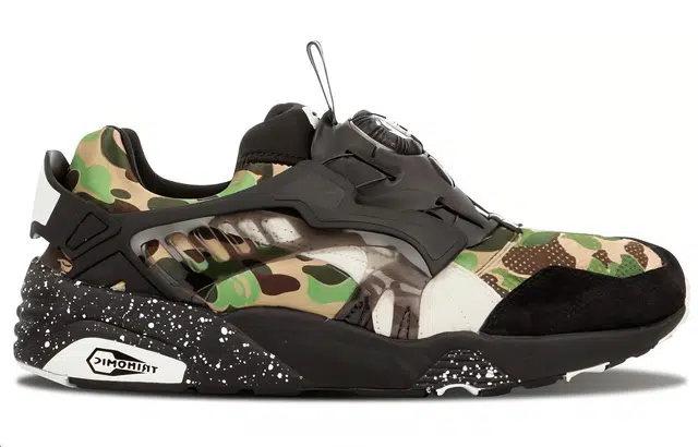 A BATHING APE x PUMA Disc Blaze Camo Green