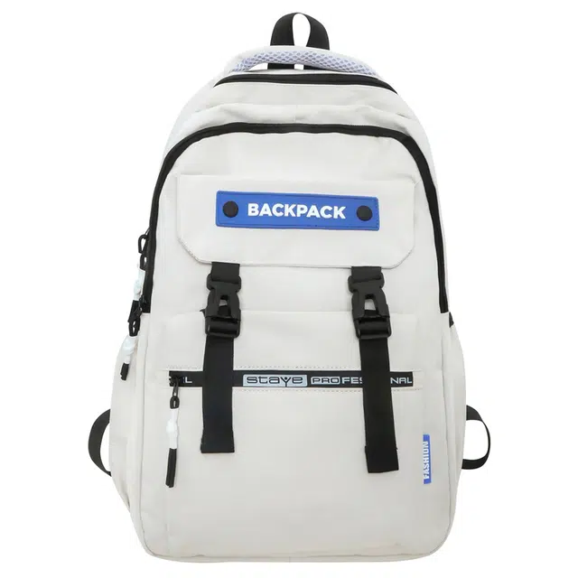 尊梵 百搭通勤小清新拉链大学生校园 尼龙 双肩包 男女同款情侣款 白色/浅灰/深灰/黑色