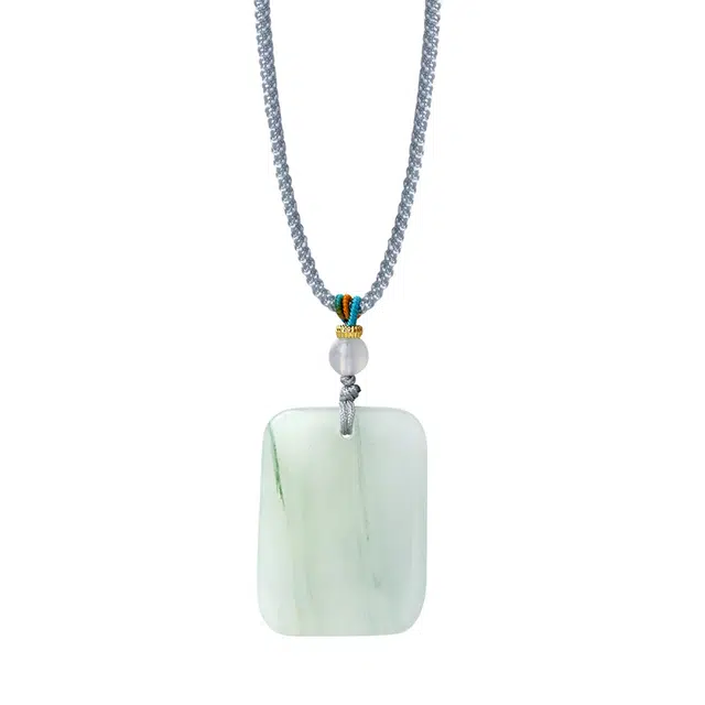 周百福 无事牌 清心无事牌轻奢高级感素玉平安无事牌吊坠新中式国潮套链配绳 天山翠 项链 男女同款情侣款