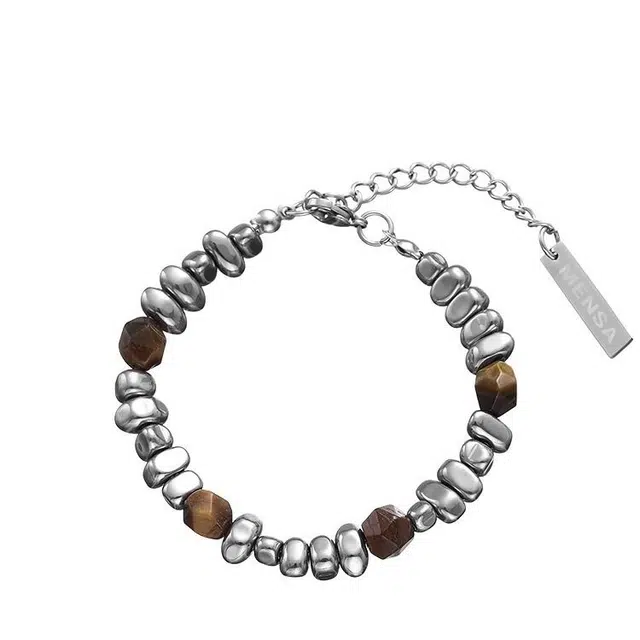 大唐国鼎 琥珀石 小众嘻哈潮流美式高级感 简单大方式甜酷高街日常通勤 合金 手链 男款